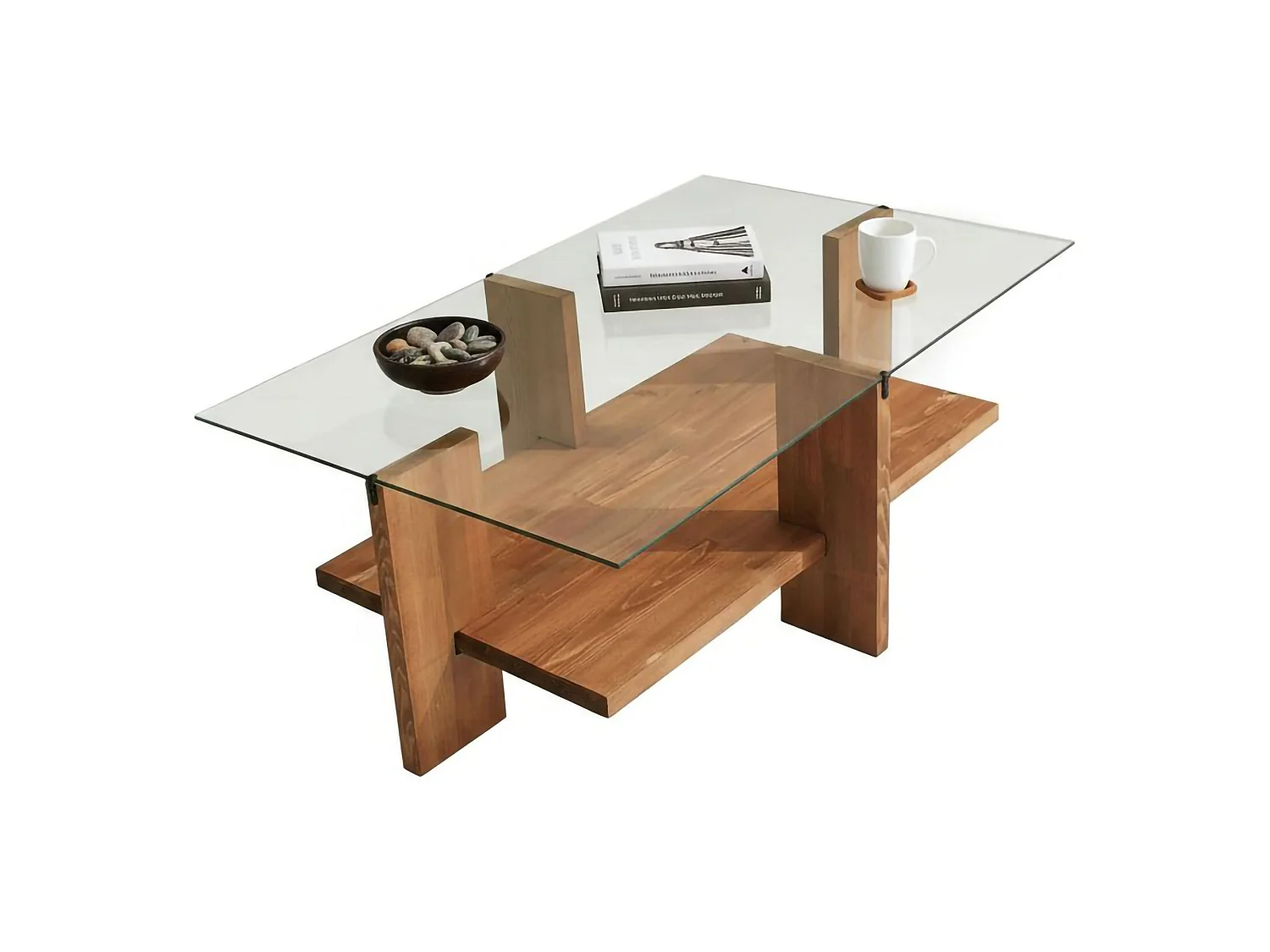 Tomiri salontafel, tijdschriftenhouder, 105x60x40h cm walnootbruin, 1 vak, rechthoekig