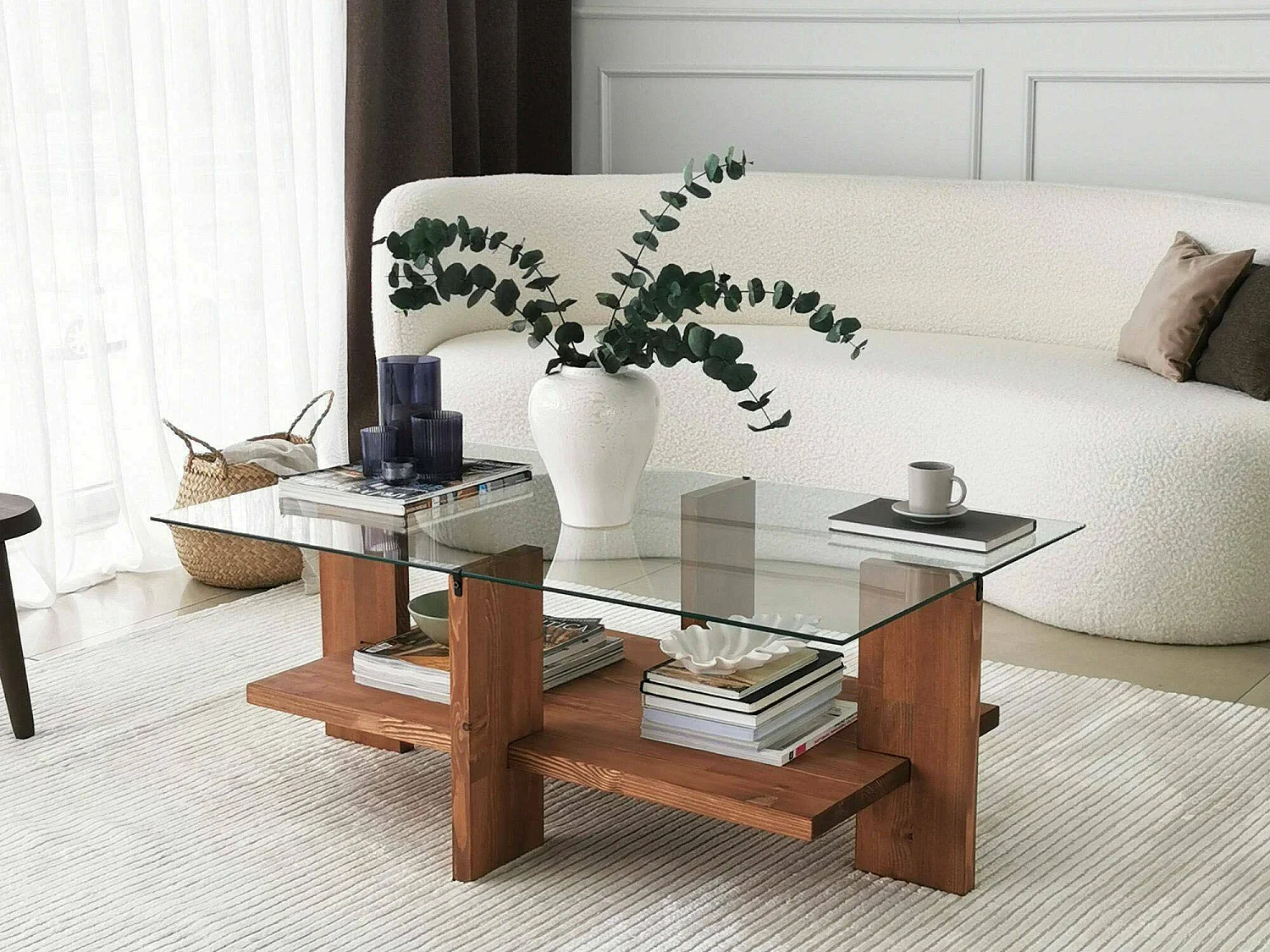 Tomiri salontafel, tijdschriftenhouder, 105x60x40h cm walnootbruin, 1 vak, rechthoekig