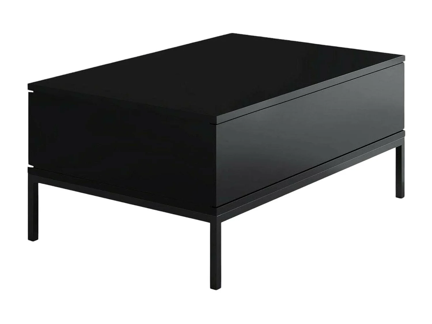 Table basse Antares, Table basse, Porte-revues pour canapé, Etagère de salon, 90x60h40 cm, Noir