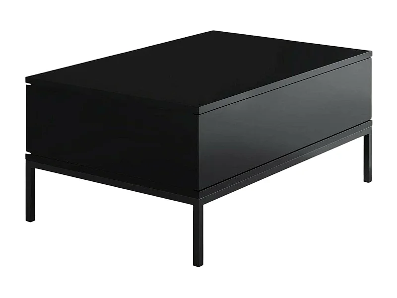 Table basse Antares, Table basse, Porte-revues pour canapé, Etagère de salon, 90x60h40 cm, Noir