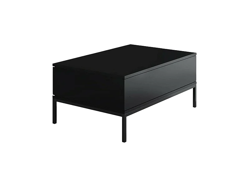 Dfiamozz-safronttafel, Koffietafel, Stafa- en tafelhouder, plank, 90x60h40 cm, Zwart