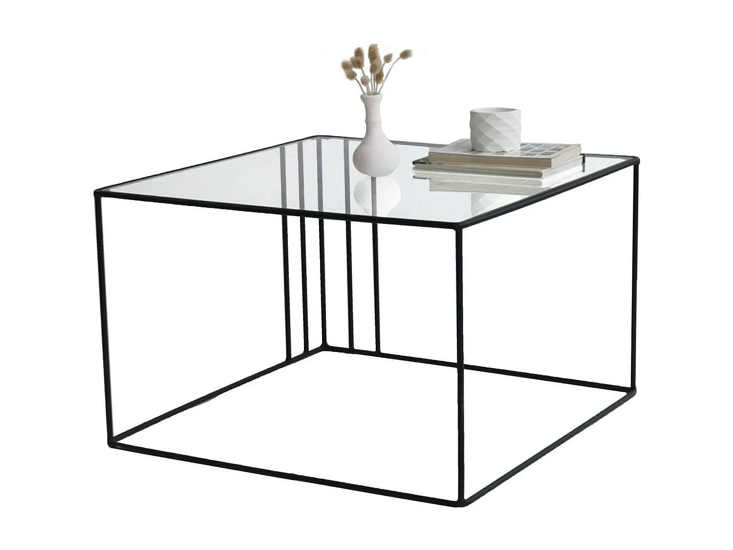 Table basse Doradus, Table basse, Porte-revues pour canapé, Etagère de salon, 55x55h36 cm, Noir