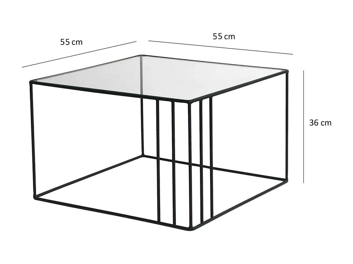 Dkaramok Salontafel, SalontafelFè, Sofa plank, Woonkamer plank, 55x55h36 cm, Zwart