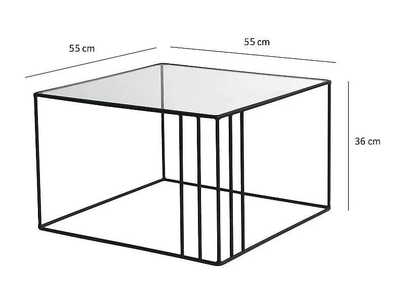 Table basse Doradus, Table basse, Porte-revues pour canapé, Etagère de salon, 55x55h36 cm, Noir