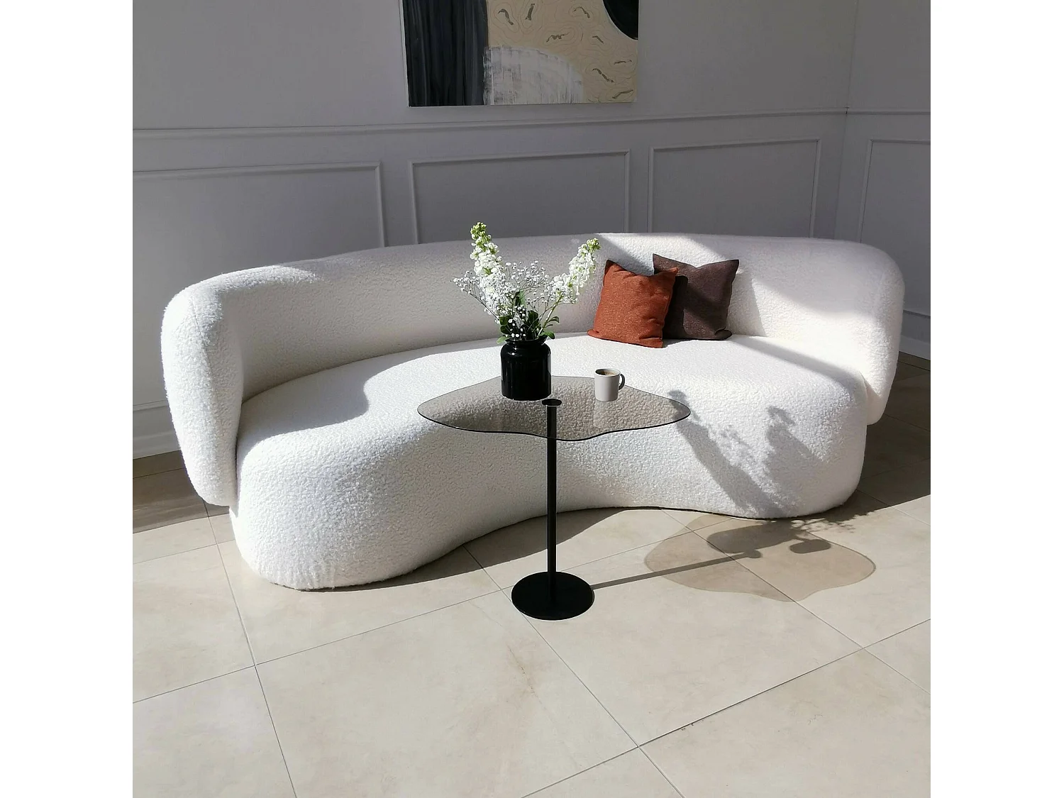 Table basse Astria, Table basse, Porte-revues pour canapé, Etagère de salon, 60x45h50 cm, Noir