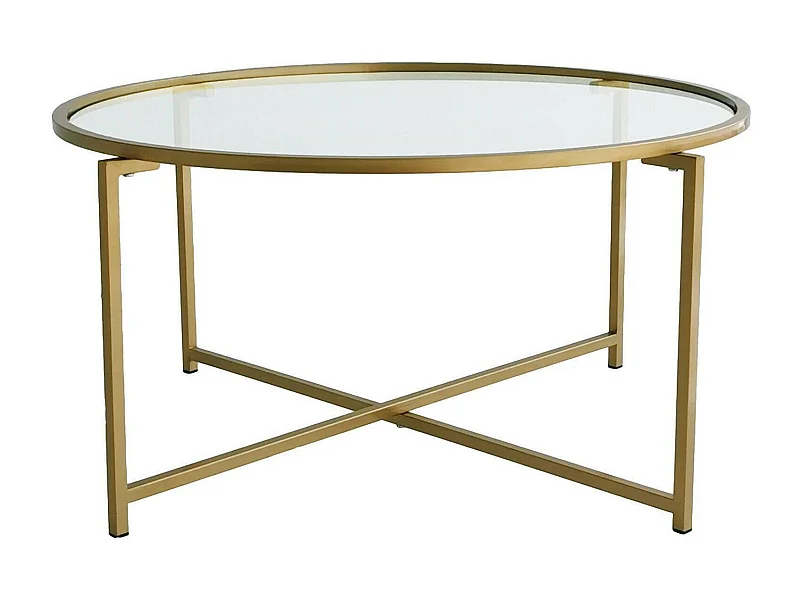 Mesa de centro Dhateboe, Mesa de café, PortadoresVistas para sofá, Prateleira de sala de estar, 83x83h40 cm, Ouro