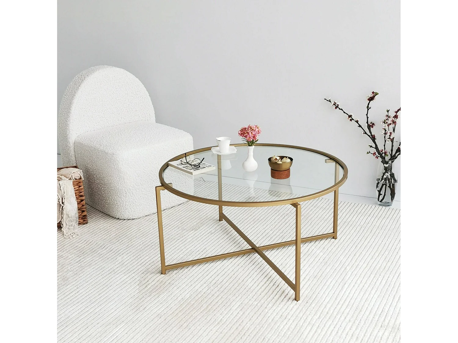 Dhateboe-safeontafel, Koffietafeltafel, PortariUitzicht op de bank, woonkamerplank, 83x83h40 cm, Goud