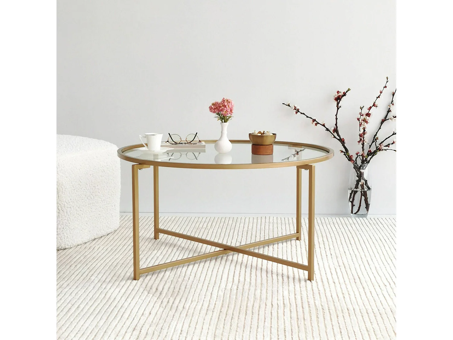 Tavolino da Salotto Ecaterina, Forma Rotonda, 83x83x40h cm oro