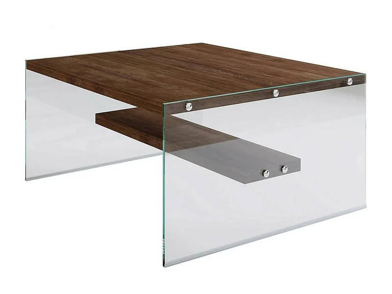 Table basse Dembél - Dmora - Bois massif - Noyer 75x81h40 cm
