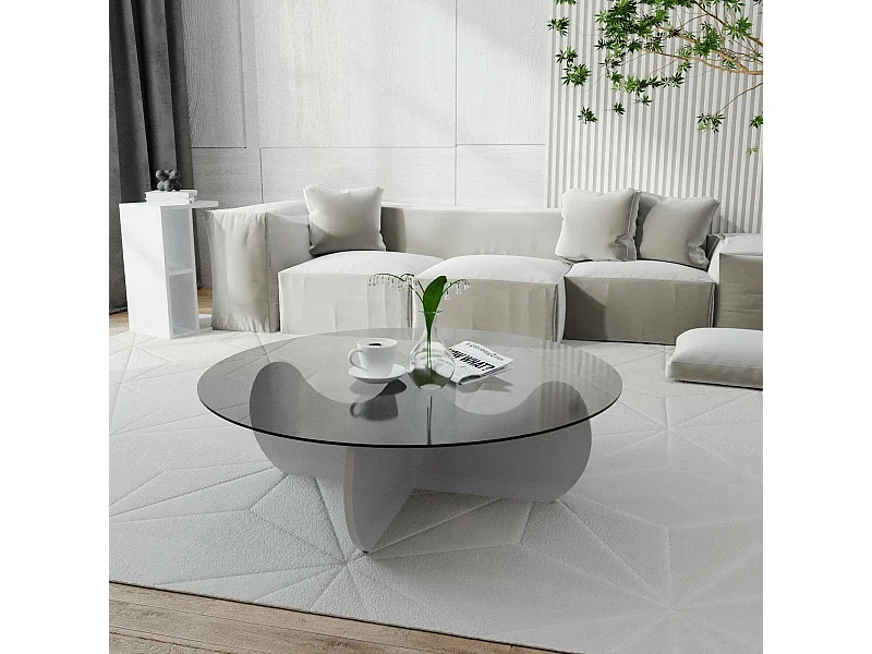 Dlamonische salontafel, salontafelIs, Sofa Review Rack, Woonkamer Plank, 90x90h30 cm, Wit