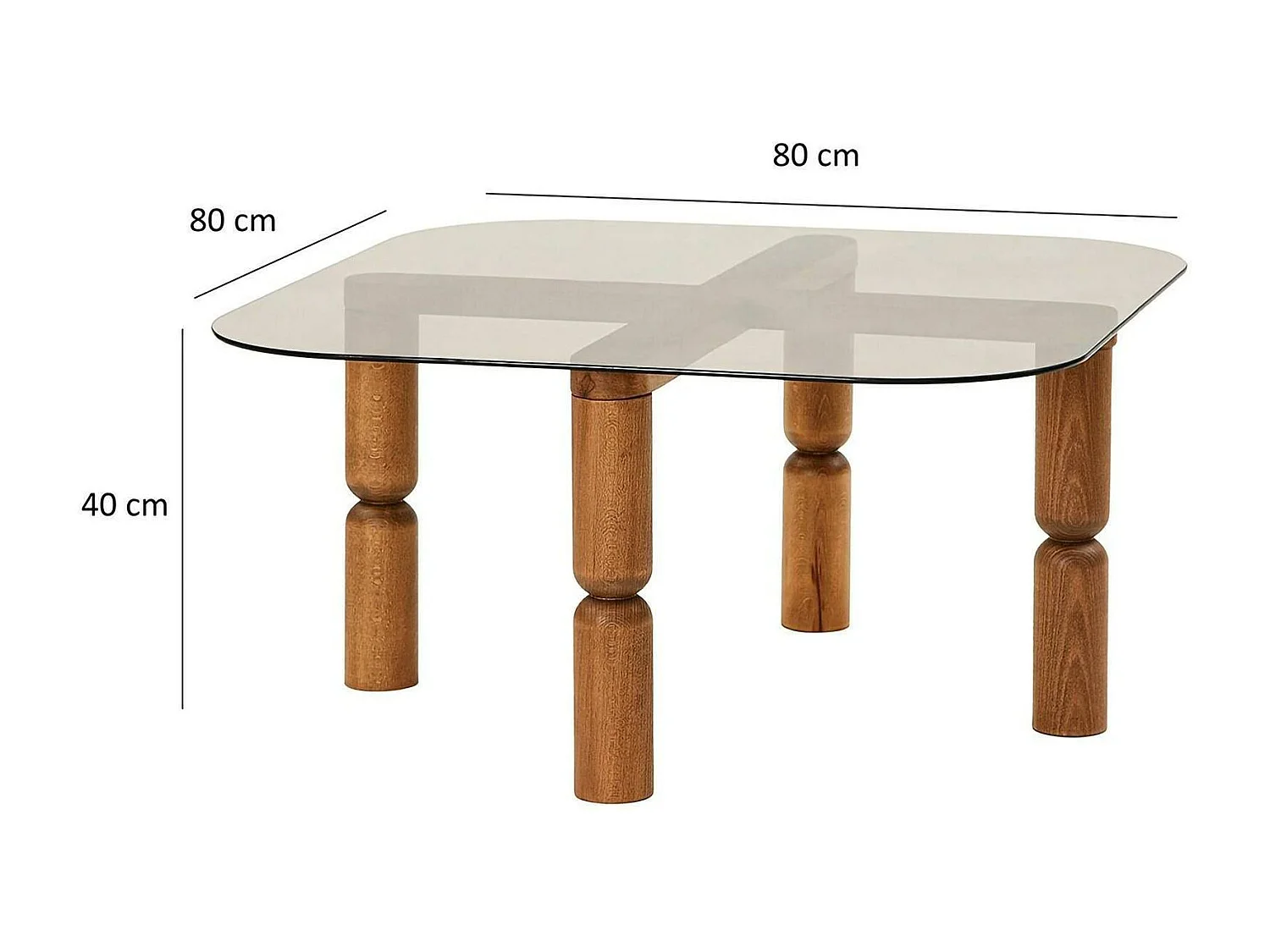 Wohnzimmertisch Dpervers, Niedriger Wohnzimmertisch, Kaffeeregal, Couchtisch für Sofa, 80x80h40 cm, Walnuss und Geräuchert