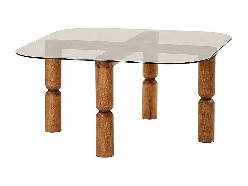 Wohnzimmertisch Dpervers, Niedriger Wohnzimmertisch, Kaffeeregal, Couchtisch für Sofa, 80x80h40 cm, Walnuss und Geräuchert