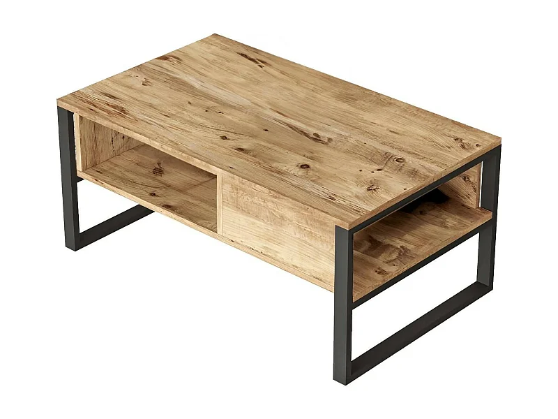 Mesa de café Dfranzos, Mesa de centro baja, Revistero para sofá, Estante de la sala de estar, 100x60h44 cm, Roble