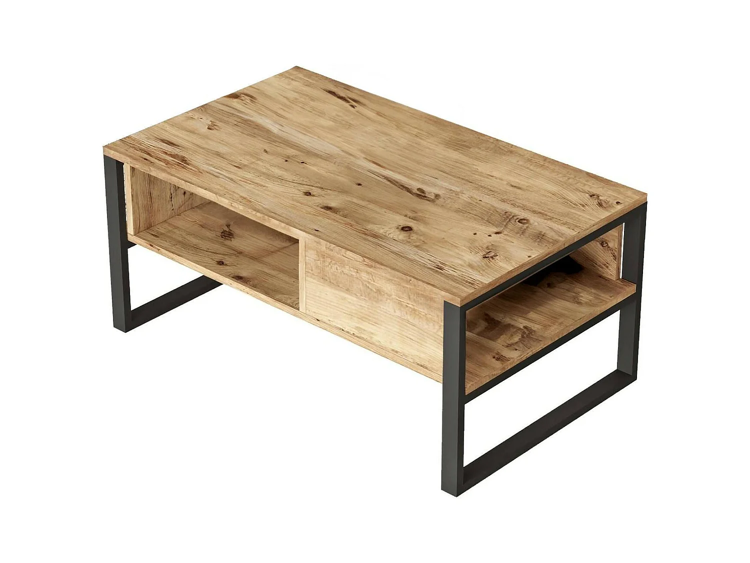 Table basse Astraia, Table basse, Porte-revues pour canapé, Etagère de salon, 100x60h44 cm, Chêne