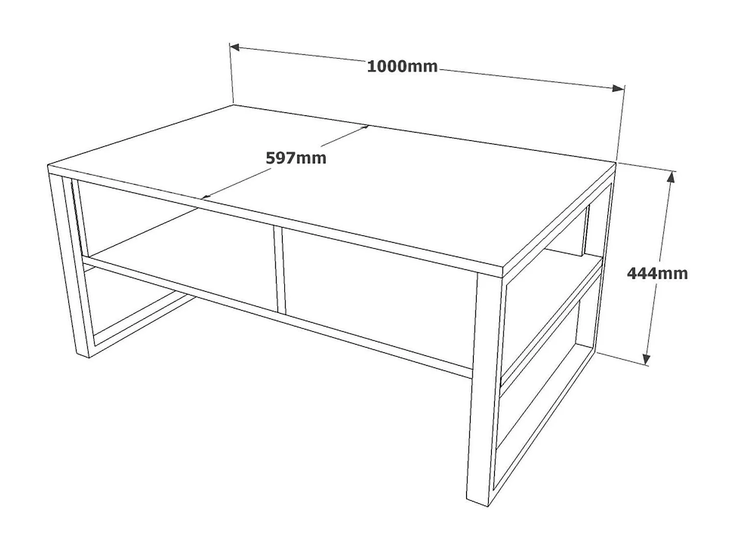 Mesa de café Dfranzos, Mesa de café, Suporte para sofá, Prateleira de sala, 100x60h44 cm, Carvalho