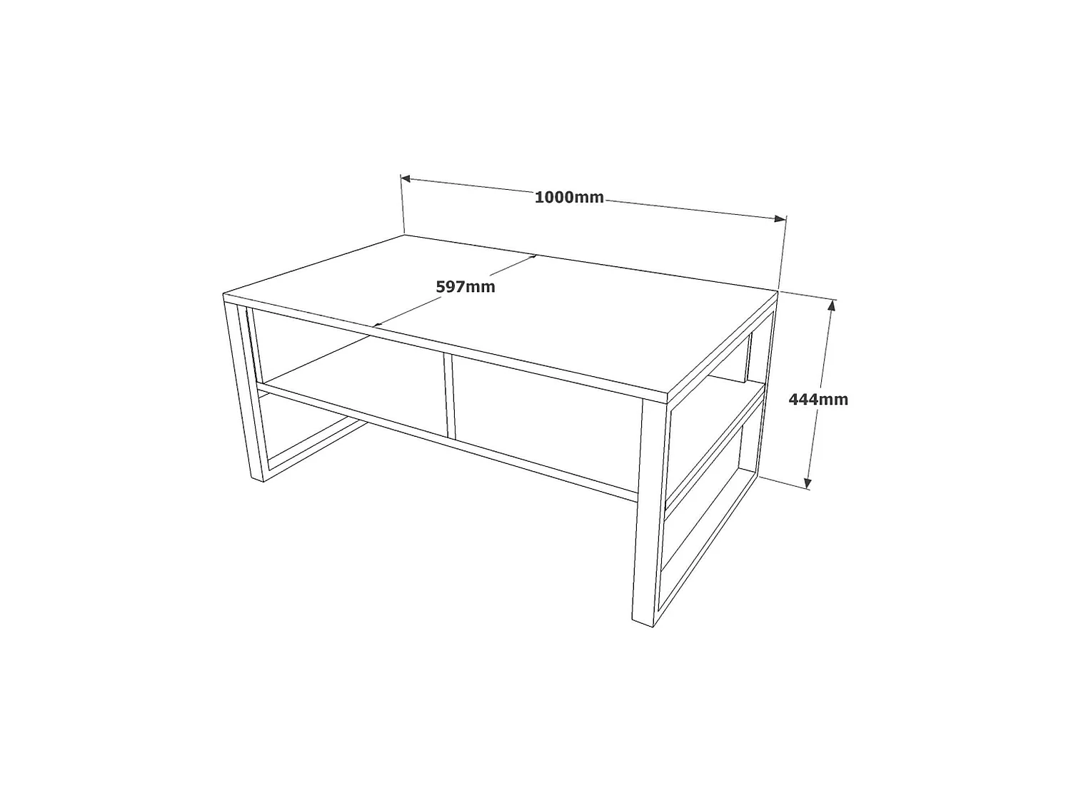 Mesa de café Dfranzos, Mesa de centro baja, Revistero para sofá, Estante de la sala de estar, 100x60h44 cm, Roble