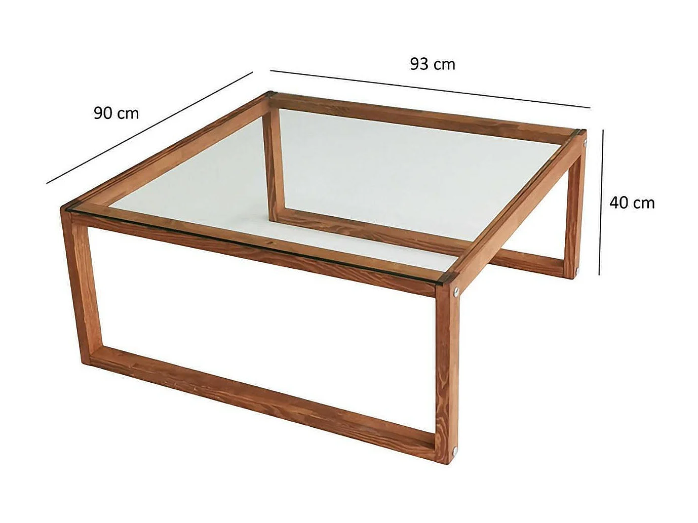 Mesa de café Dmanicon, Mesa de centro baja, Revistero para sofá, Estante de la sala de estar, 90x90h40 cm, Nuez