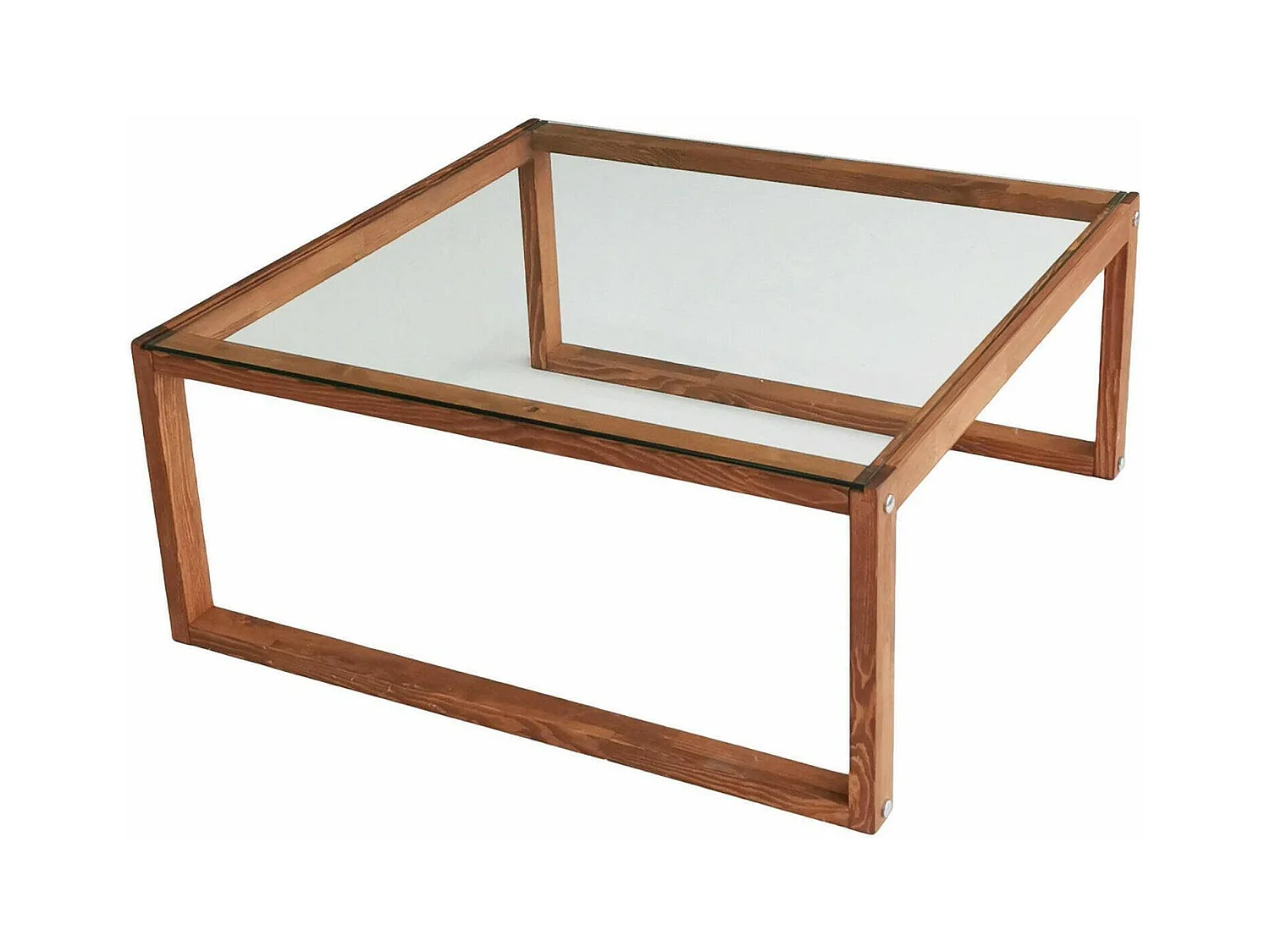 Table basse Gomeisa, Table basse, Porte-revues pour canapé, Etagère de salon, 90x90h40 cm, Noyer