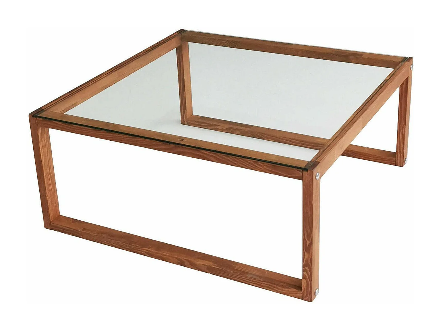 Table basse Gomeisa, Table basse, Porte-revues pour canapé, Etagère de salon, 90x90h40 cm, Noyer
