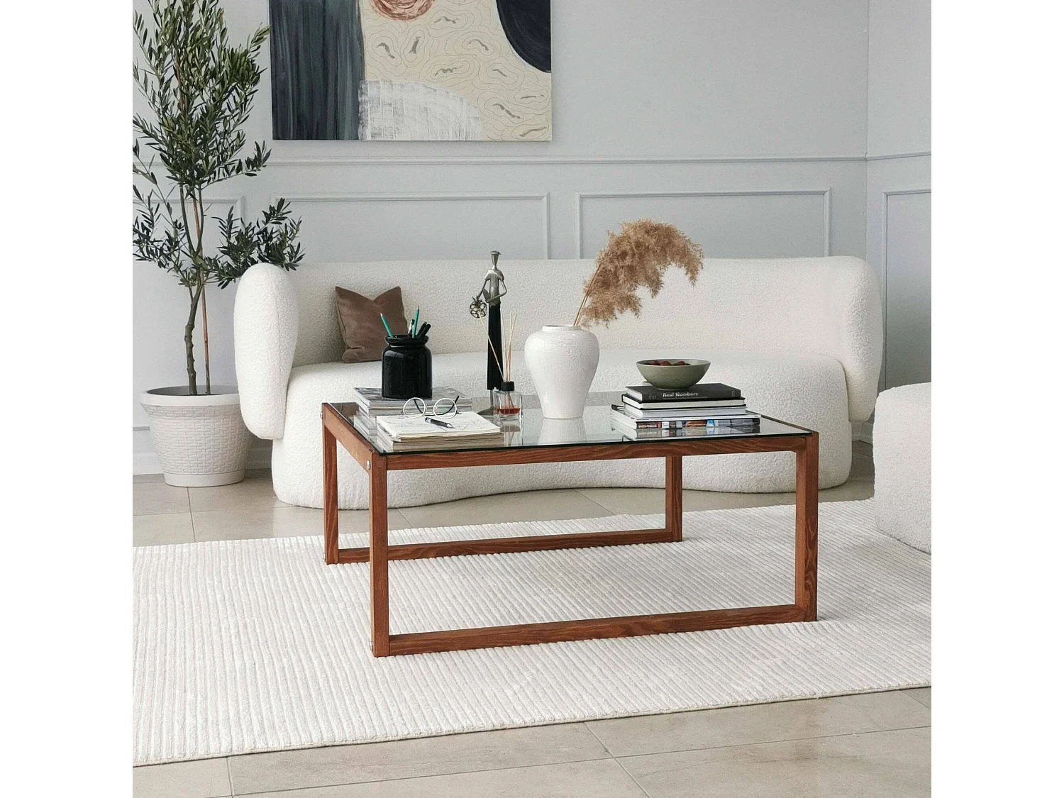 Dmanicon Salontafel, Salontafel, Sofa Review Rack, Woonkamer Plank, 90x90h40 cm, Walnoot