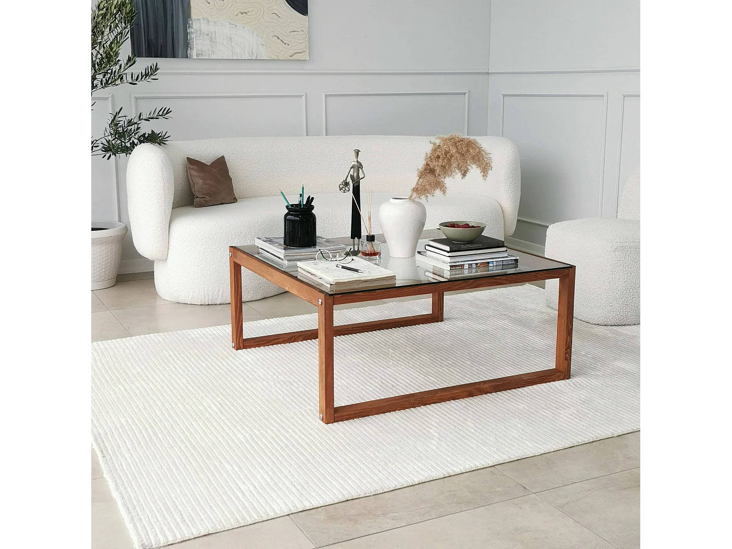 Dmanicon Salontafel, Salontafel, Sofa Review Rack, Woonkamer Plank, 90x90h40 cm, Walnoot