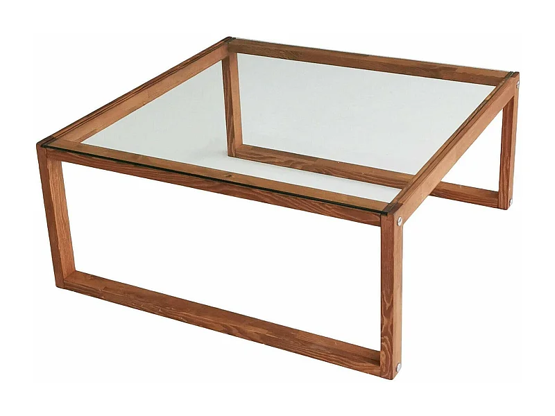 Mesa de café Dmanicon, Mesa de café, Suporte de mesa para sofá, Prateleira para sala de estar, 90x90h40 cm, Noz
