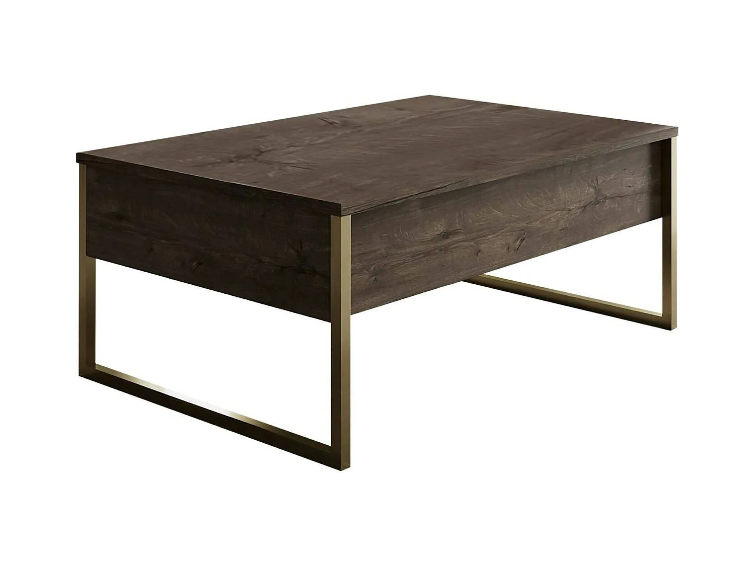Mesa de café Dgiagnon, Mesa de café, Porta-revistas pEr sofá, prateleira de sala de estar, 90x60h40 cm, nogueira e ouro