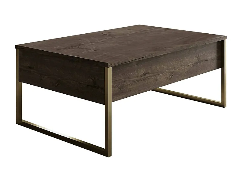 Mesa de café Dgiagnon, Mesa de café, Porta-revistas pEr sofá, prateleira de sala de estar, 90x60h40 cm, nogueira e ouro