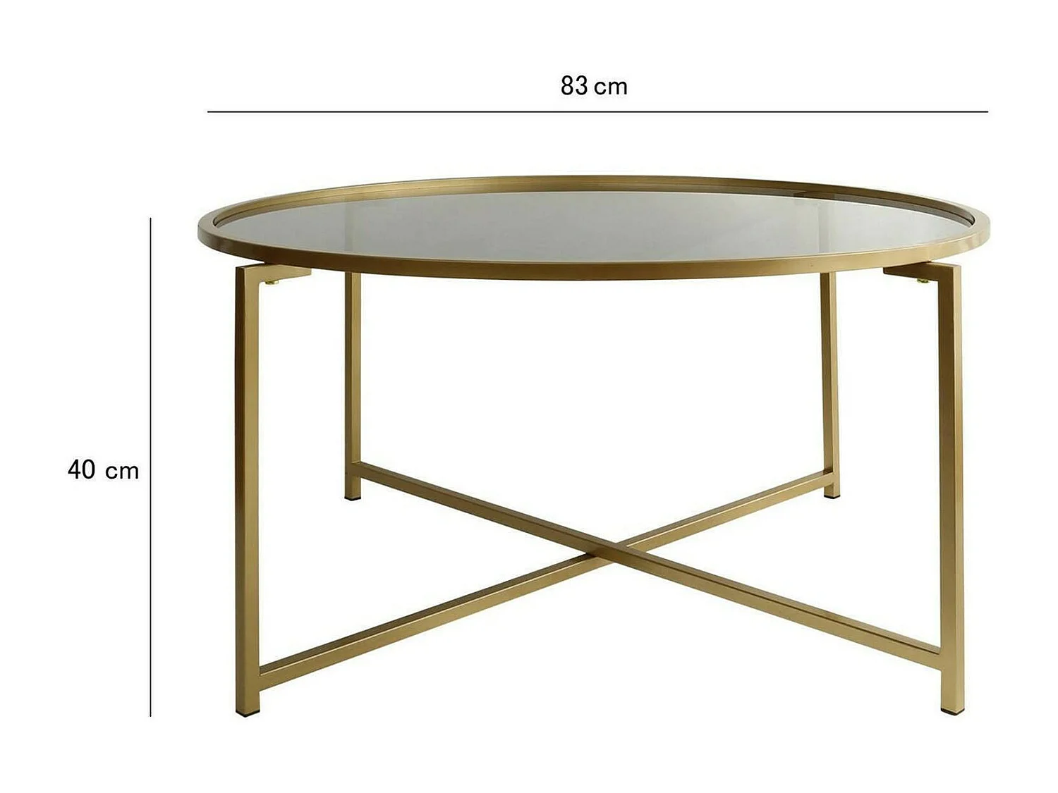 Mesa de centro Dhateboe, Mesa de café, Porta-revistaE para sofá, prateleira de sala, 83x83h40 cm, ouro e tortora