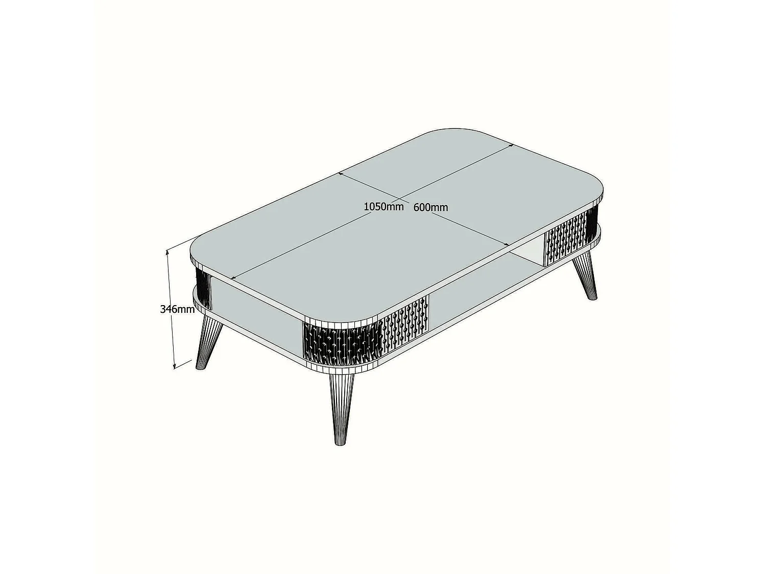 Mesa de centro Dmoll, Mesa de café, Suporte para sofá, Prateleira para sala, 105x60h35 cm, Carvalho
