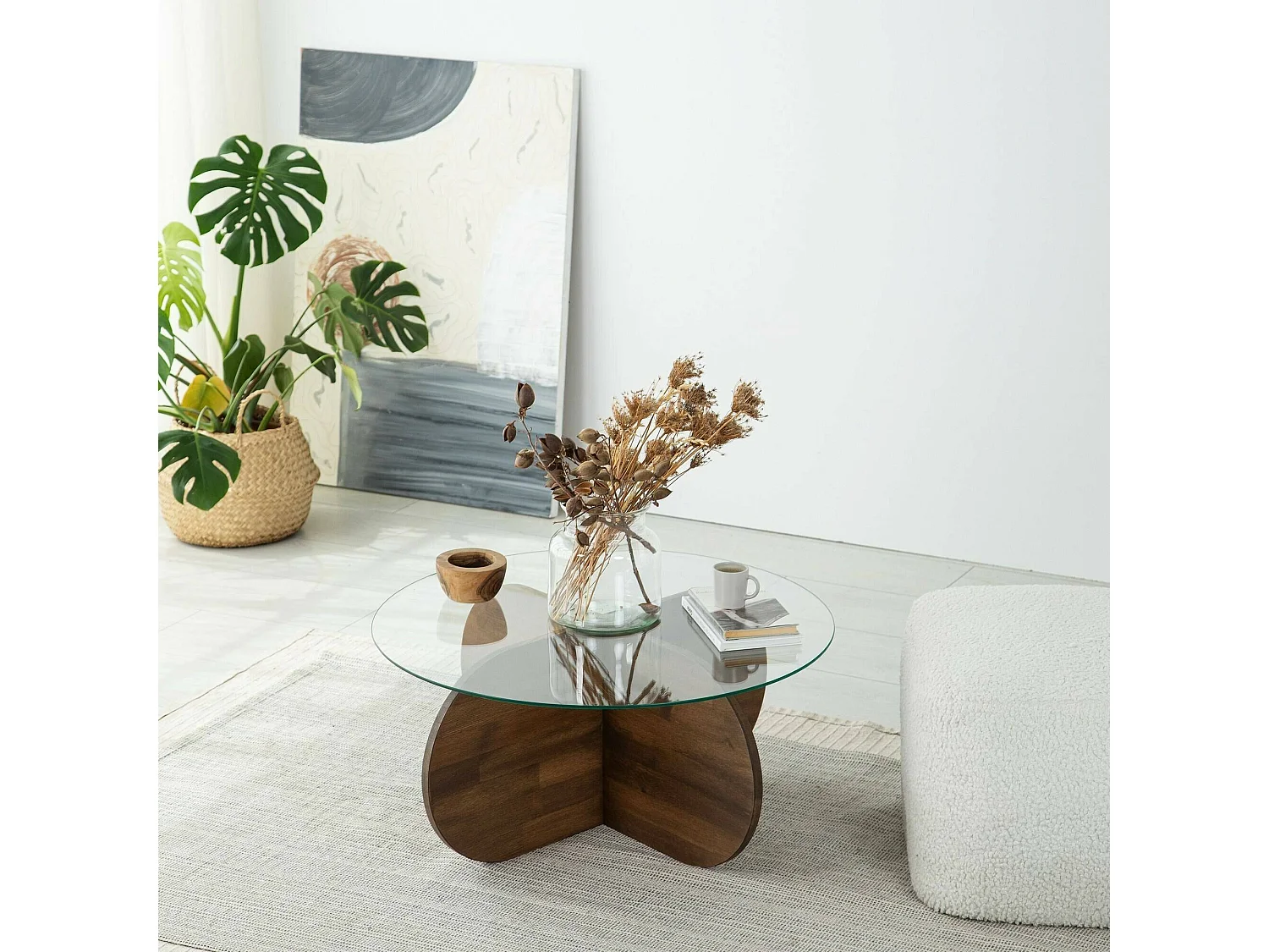 Doliveir Salontafel, Salontafel, Sofa Review Rack, Woonkamer Plank, 75x75h35 cm, Walnoot