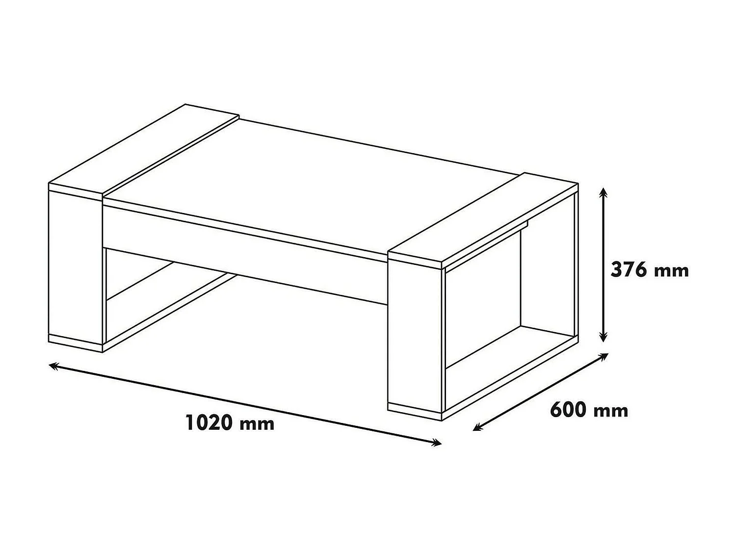 Table basse Kekouan, Table basse, Porte-revues pour canapé, Etagère de salon, 102x60h38 cm, Noyer et Blanc