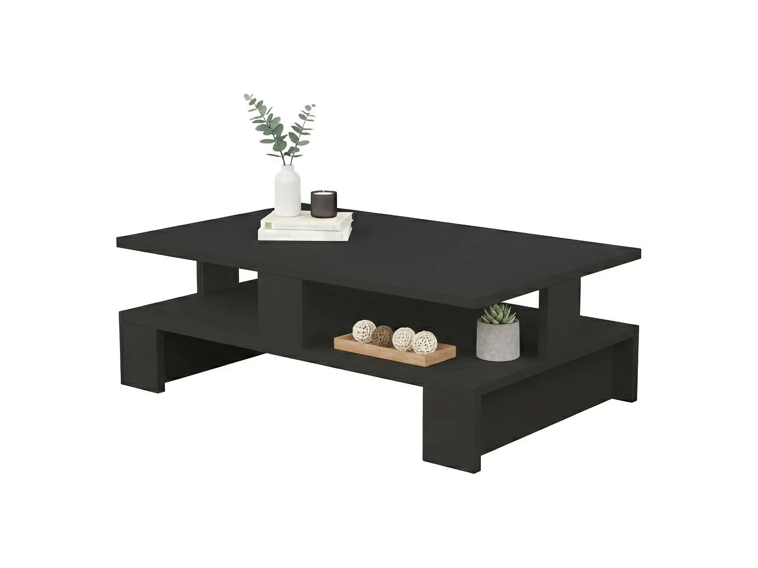 Table basse Eridanus, Table basse, Porte-revues pour canapé, Etagère de salon, 80x50h28 cm, Anthracite