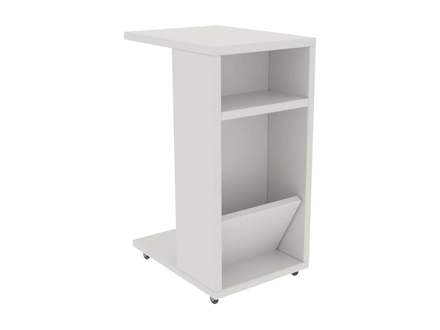 Mesa de café Dgambazz, Mesa de caféÉ, Suporte de revistas para sofá, Prateleira de sala de estar, 30x40h63 cm, Branco