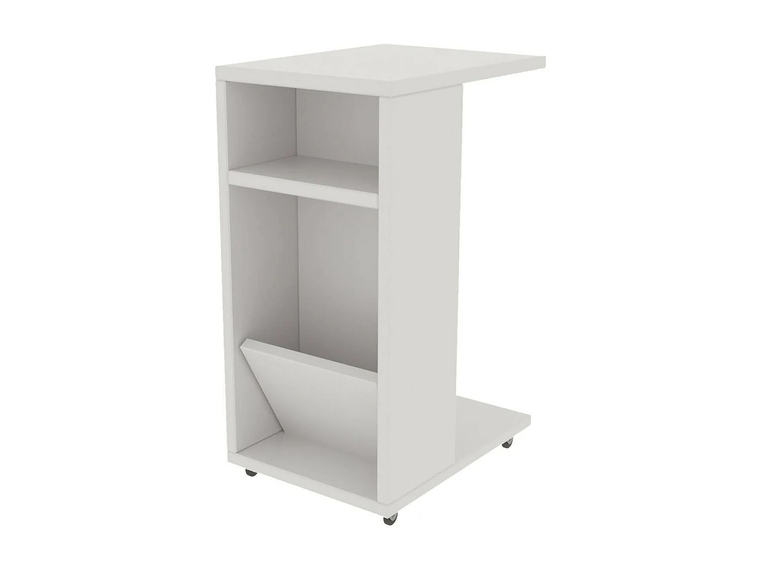 Mesa de café Dgambazz, Mesa de caféÉ, Suporte de revistas para sofá, Prateleira de sala de estar, 30x40h63 cm, Branco