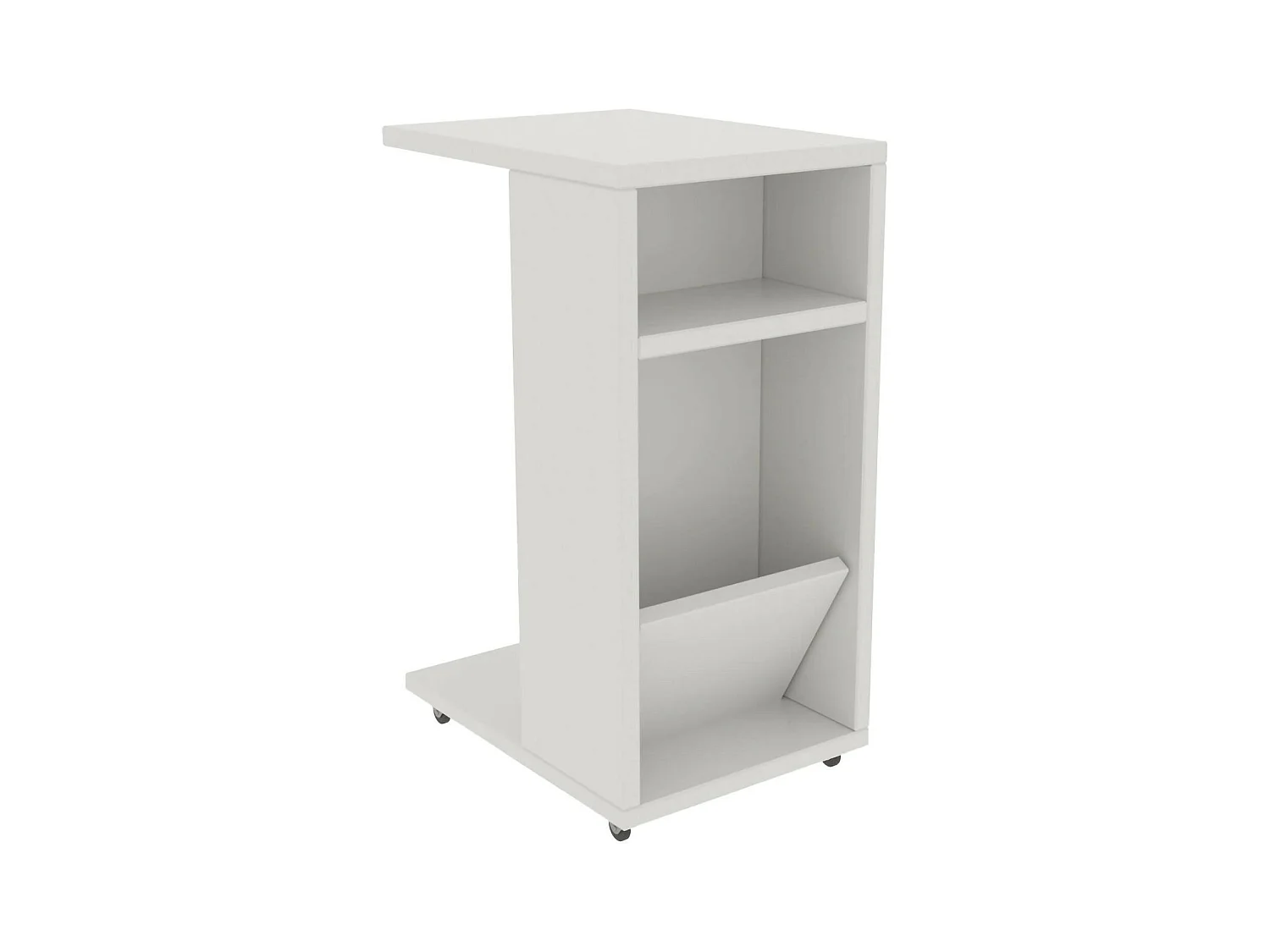 Table basse Belel, Table basse, Porte-revues pour canapé, Etagère de salon, 30x40h63 cm, Blanc