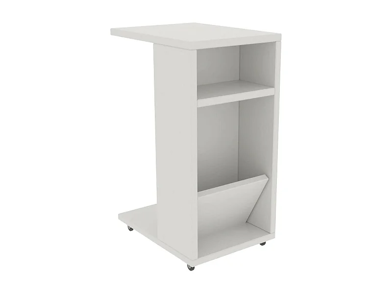 Tavolino da Salotto Blas, Gambe con Ruote, 40x30x63h cm Bianco