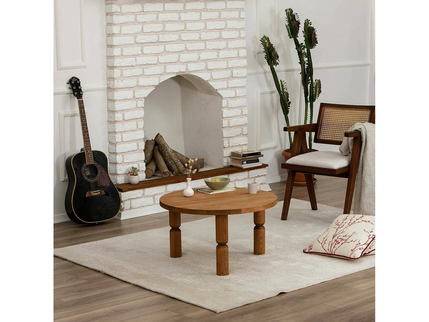 Table basse Vesta, Table basse, Porte-revues pour canapé, Etagère de salon, 70x70h40 cm, Chêne