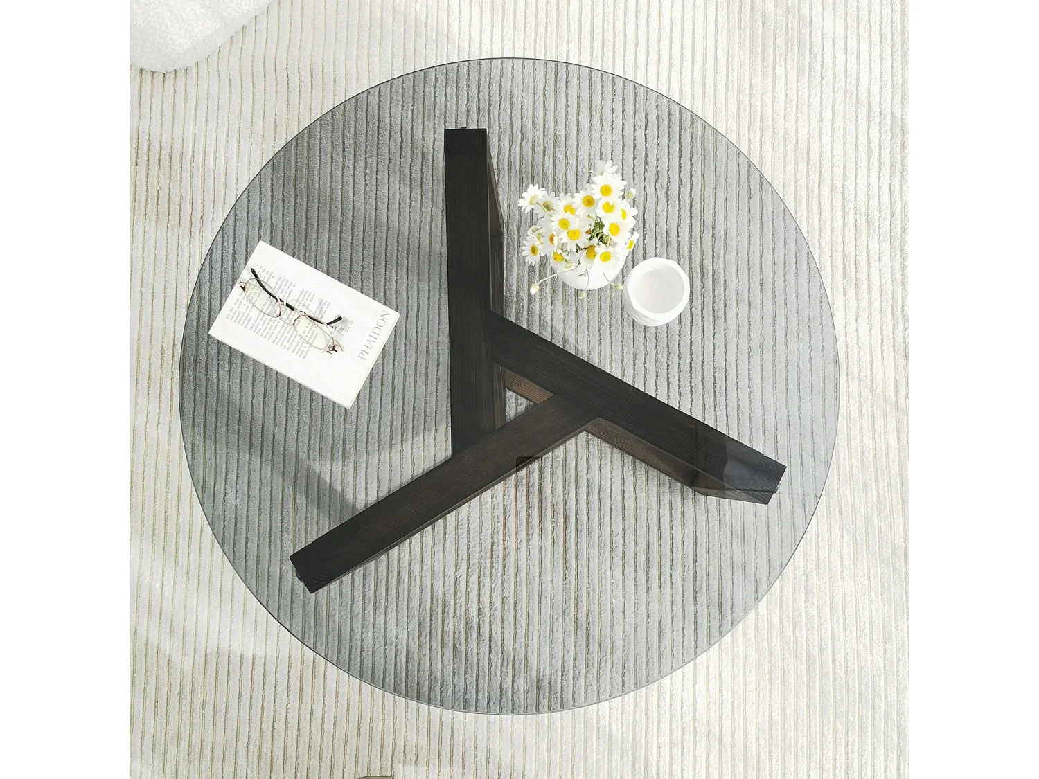 Tavolino da Salotto Luigia, Effetto Fumè, 75x75x40h cm Grigio Tortora