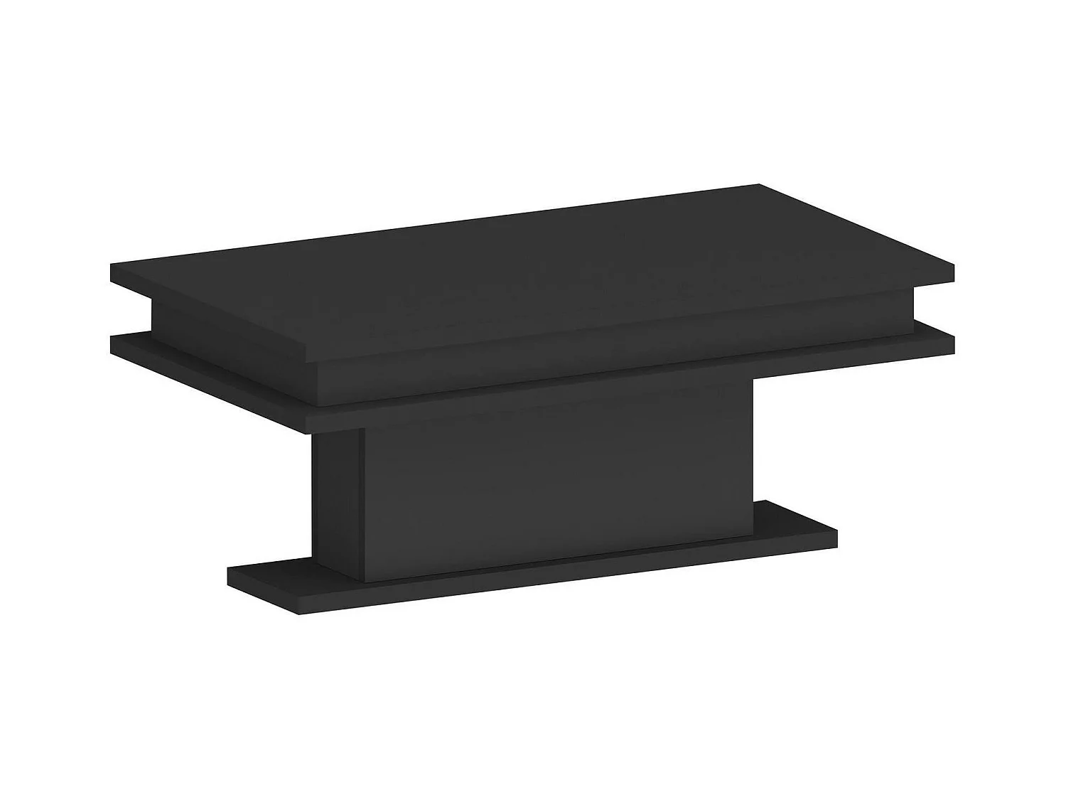 Table basse Léon, Table basse de salon, Meuble bas de rangement, Table basse, 100x55h42 cm, Anthracite avec lumière LED