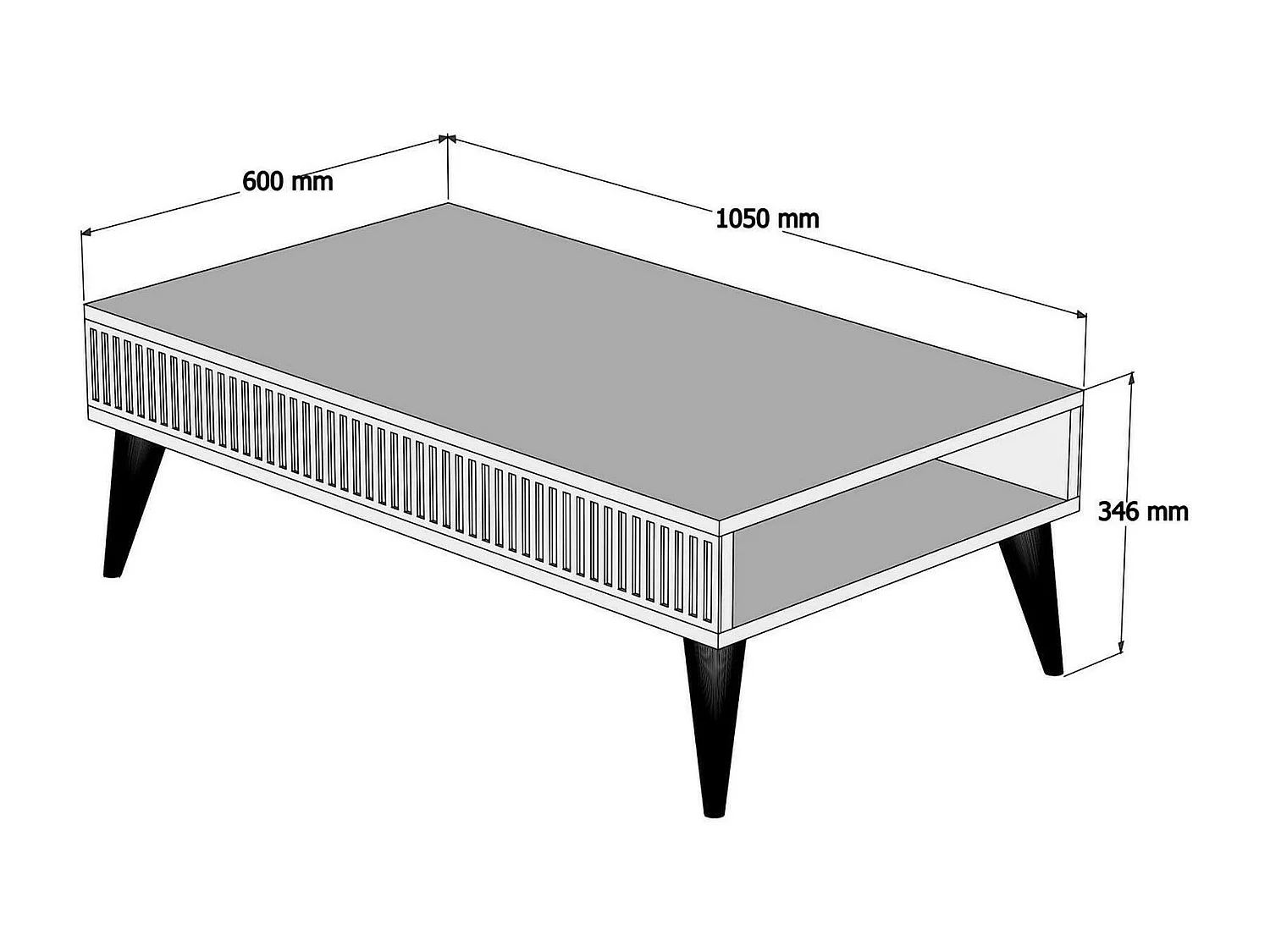 Table basse Capricorn, Table basse, Porte-revues pour canapé, Etagère de salon, 105x60h35 cm, Noyer et Blanc