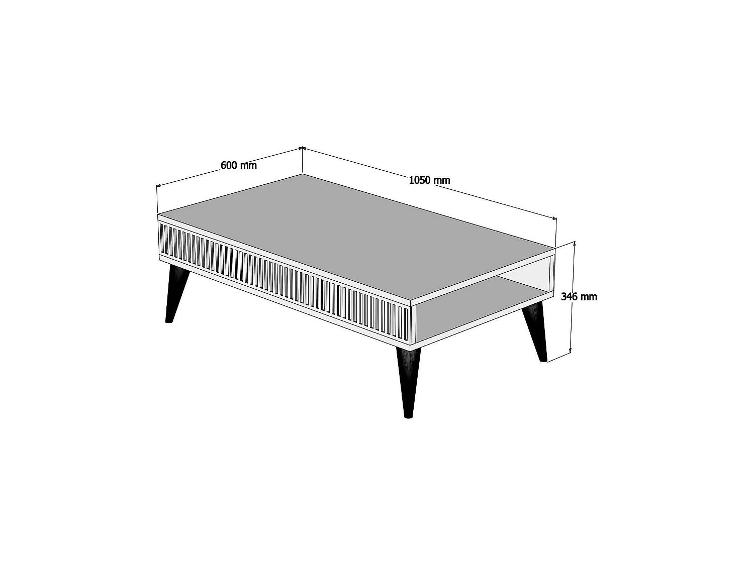 Table basse Capricorn, Table basse, Porte-revues pour canapé, Etagère de salon, 105x60h35 cm, Noyer et Blanc