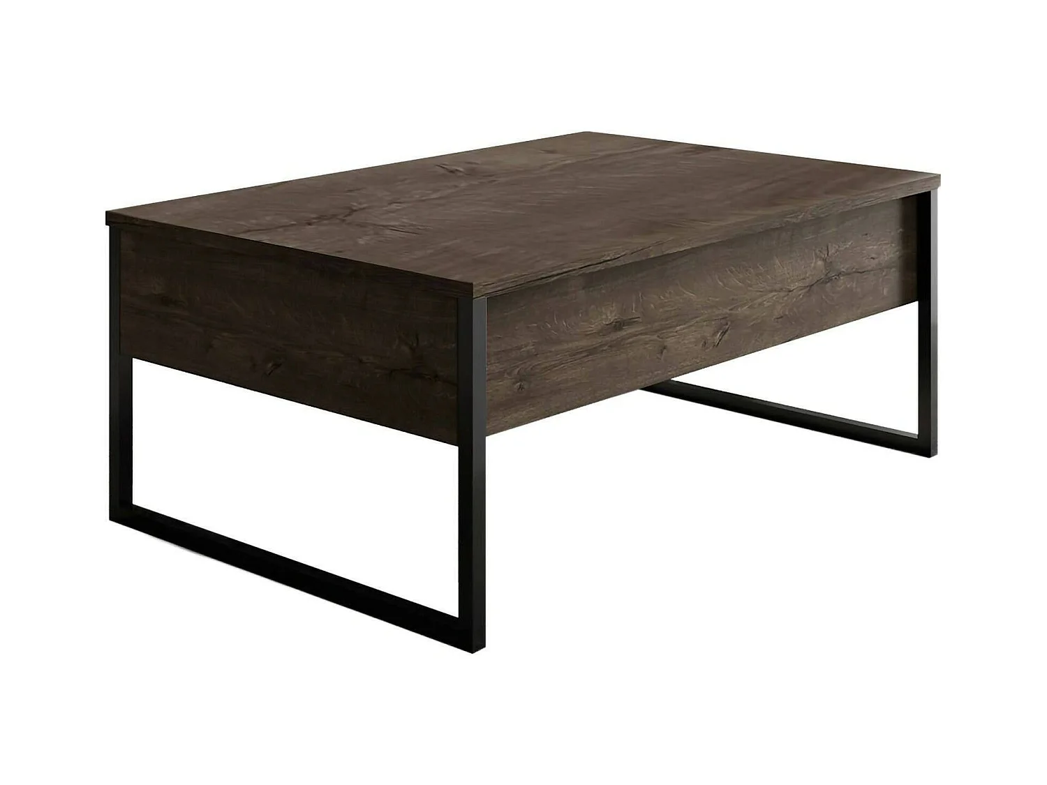 Table basse Canis, Table basse, Porte-revues pour canapé, Etagère de salon, 90x60h40 cm, Noyer et Noir
