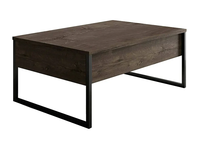 Mesa de café Dgiagnon, Mesa de café, Suporte de mesa para sofá, Prateleira, 90x60h40 cm, Noz e Preto