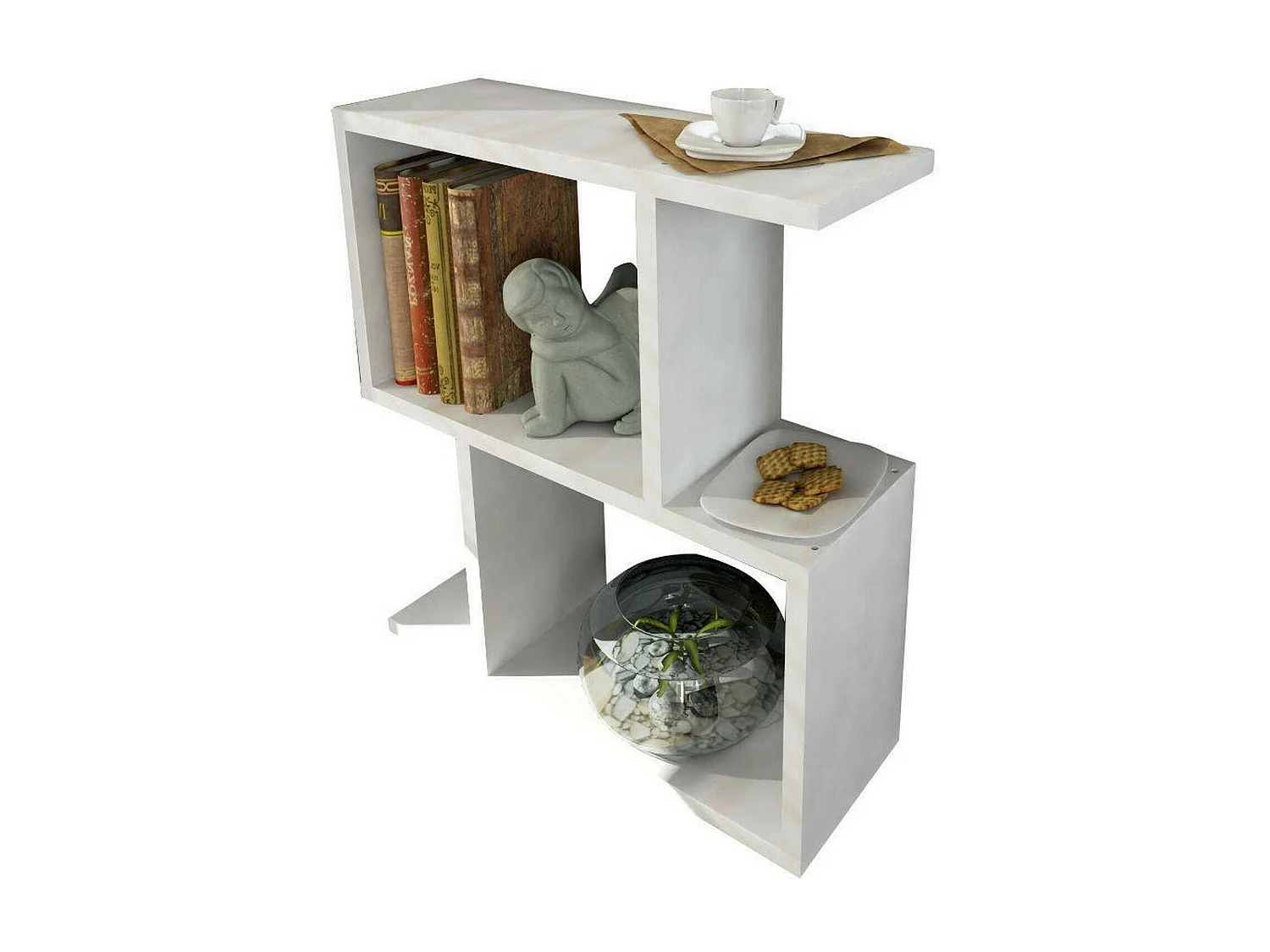 Wohnzimmertisch Dpezzell, Niedriger Wohnzimmertisch, Kaffeeregal, Couchtisch für Sofa, 50x18h55 cm, WeiÃŸ