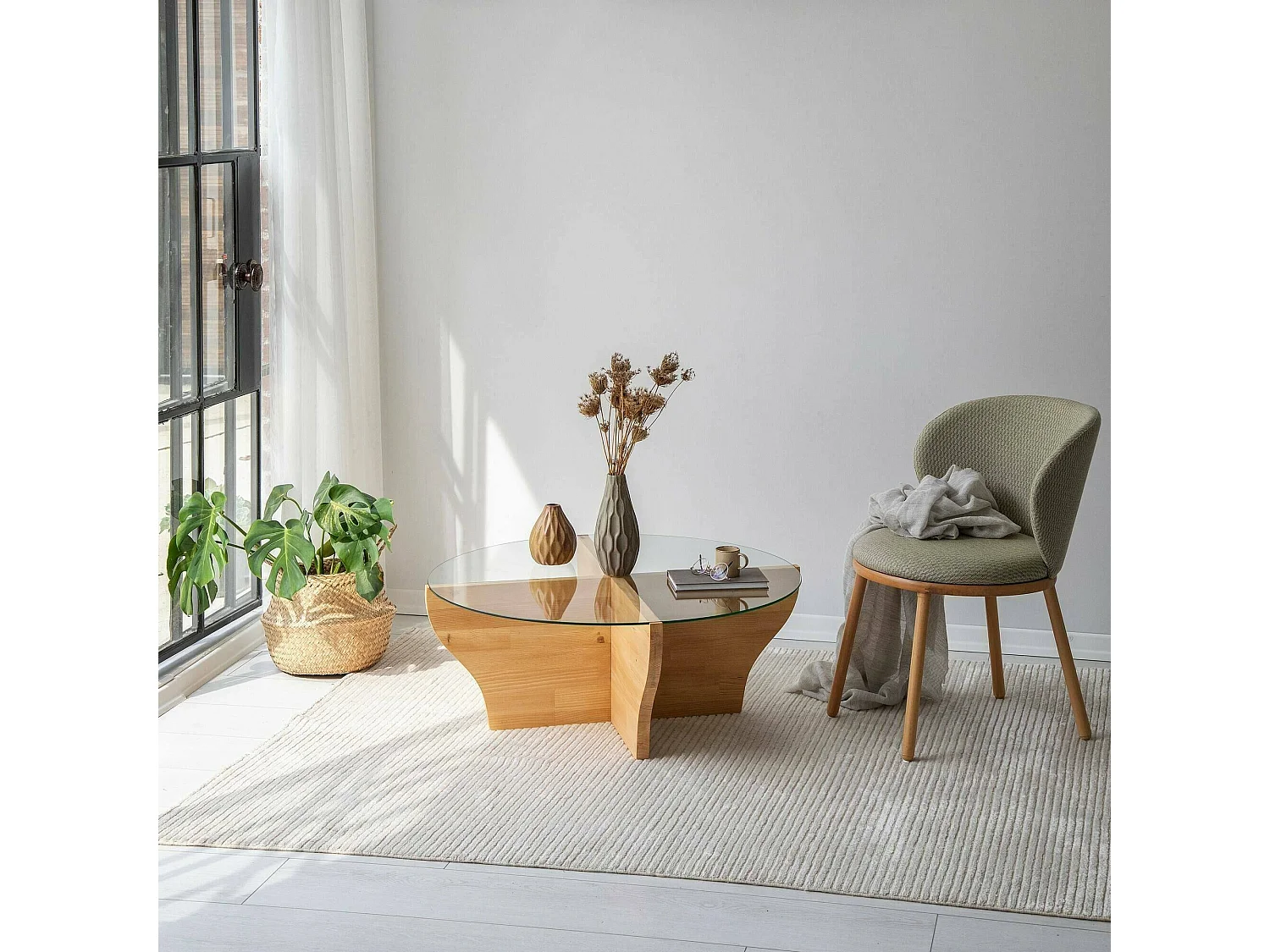 Wohnzimmertisch Dborrell, Niedriger Wohnzimmertisch, Kaffeeregal, Couchtisch für Sofa, 92x92h36 cm, Eiche