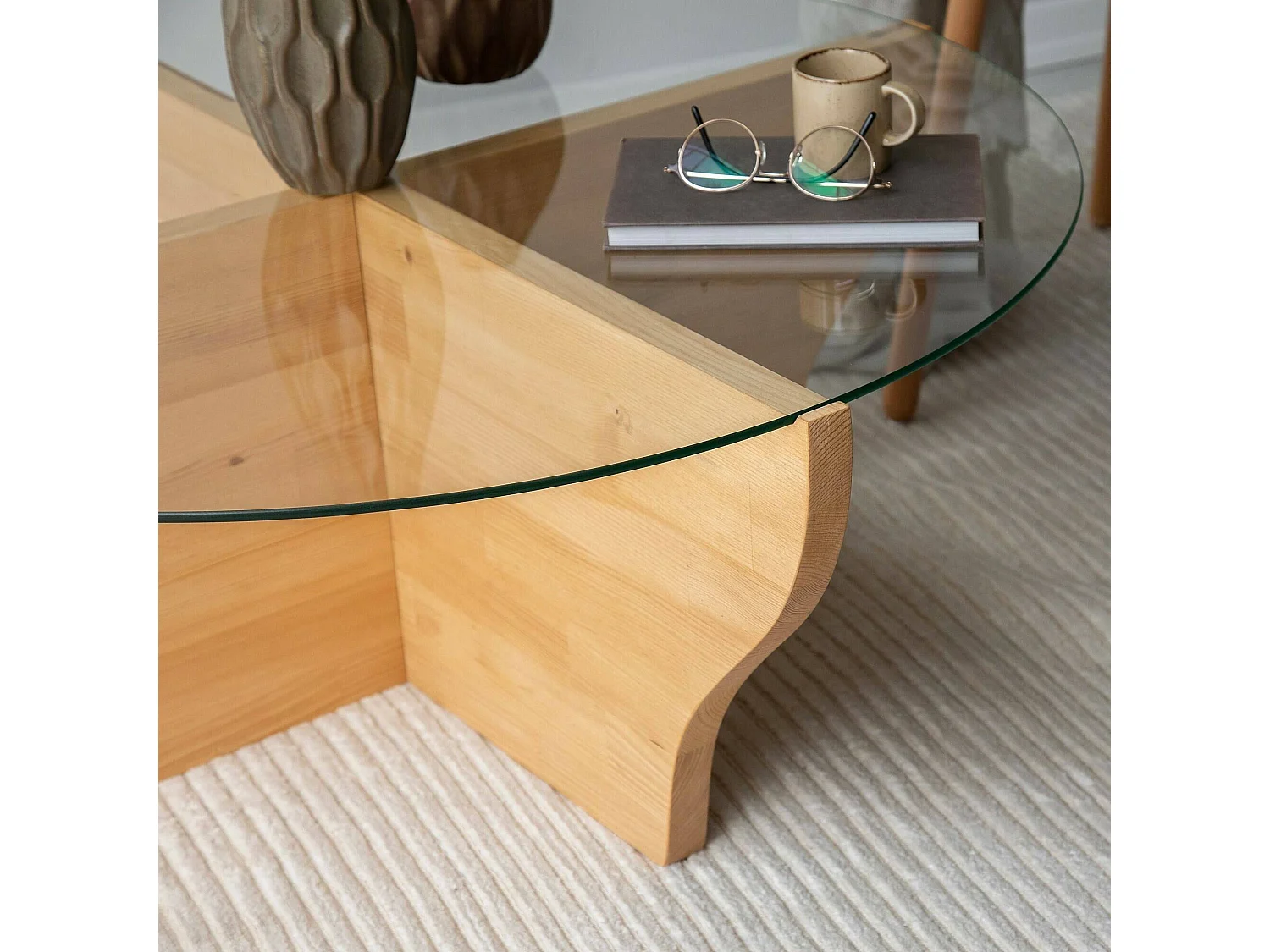 Dmora - Tavolino da salotto Califfi, 92x92h36 cm, Rovere