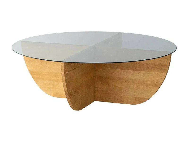 Dpere-salontafel, Koffietafel, Soptafelhouder voor bank, plank voor in de woonkamer, 90x90h30 cm, Eiken