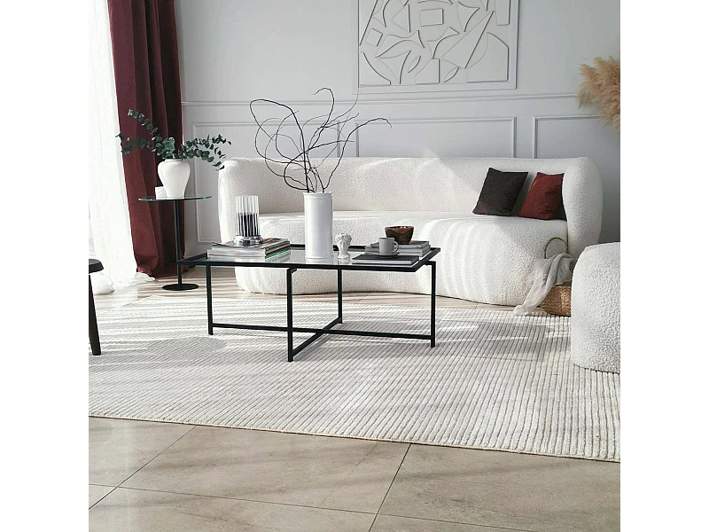 Table basse Dheneb, Table basse, Porte-revues pour canapé, Etagère de salon, 94x64h35 cm, Noir