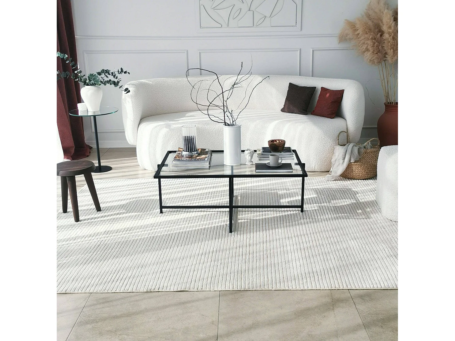 Table basse Dheneb, Table basse, Porte-revues pour canapé, Etagère de salon, 94x64h35 cm, Noir